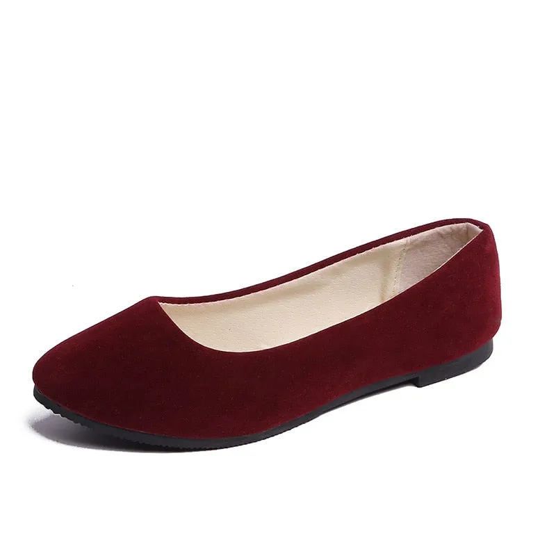 Fashionable Suede Lady's Flats - Easy Slip-on Shoes