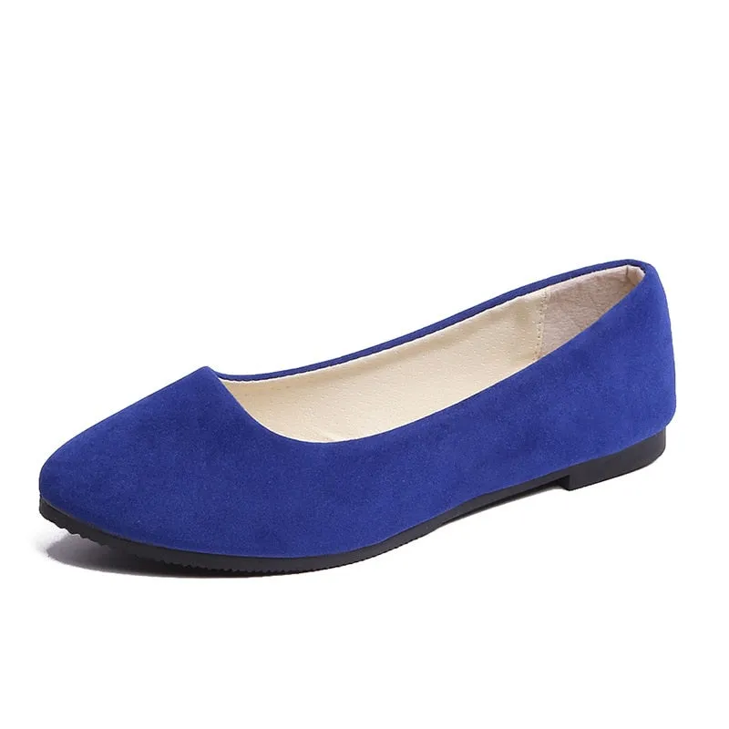 Fashionable Suede Lady's Flats - Easy Slip-on Shoes
