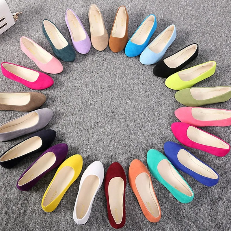 Fashionable Suede Lady's Flats - Easy Slip-on Shoes