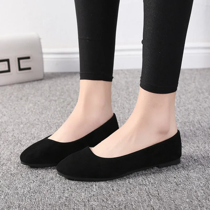 Fashionable Suede Lady's Flats - Easy Slip-on Shoes