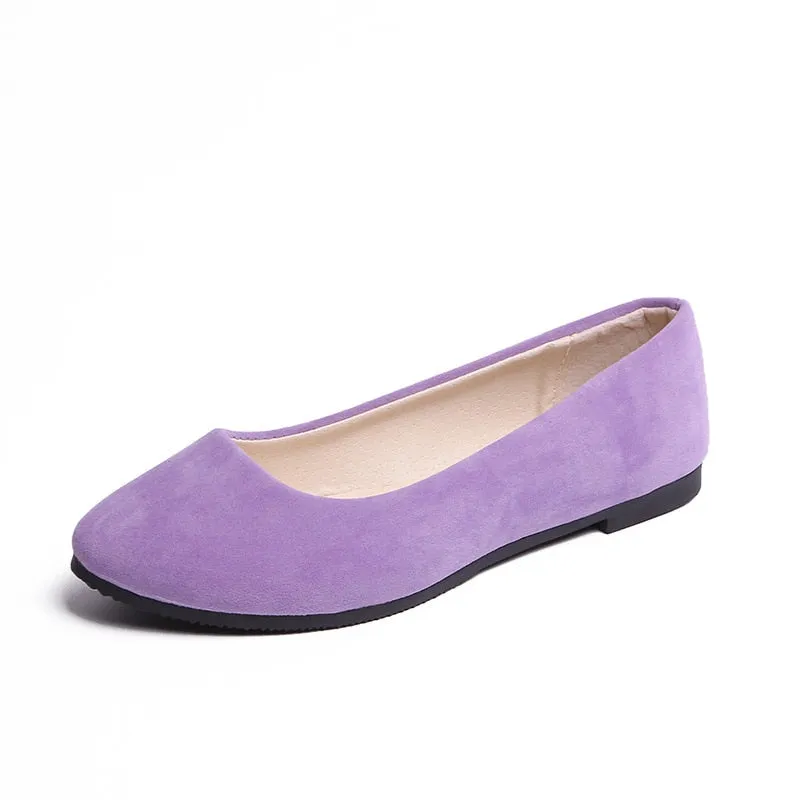 Fashionable Suede Lady's Flats - Easy Slip-on Shoes