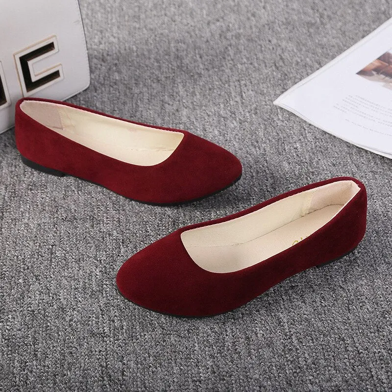 Fashionable Suede Lady's Flats - Easy Slip-on Shoes