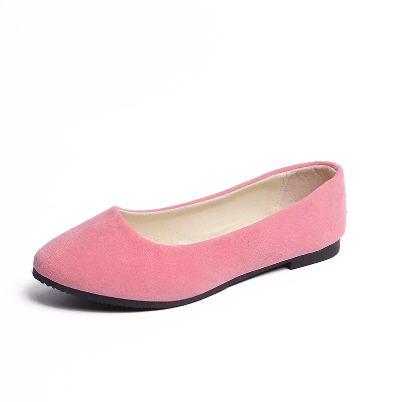 Fashionable Suede Lady's Flats - Easy Slip-on Shoes