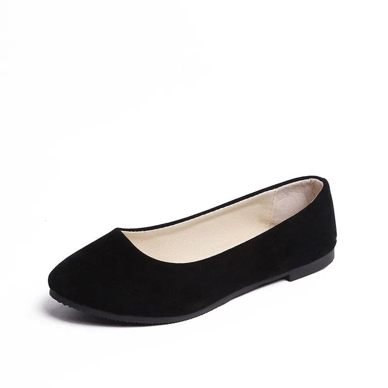 Fashionable Suede Lady's Flats - Easy Slip-on Shoes