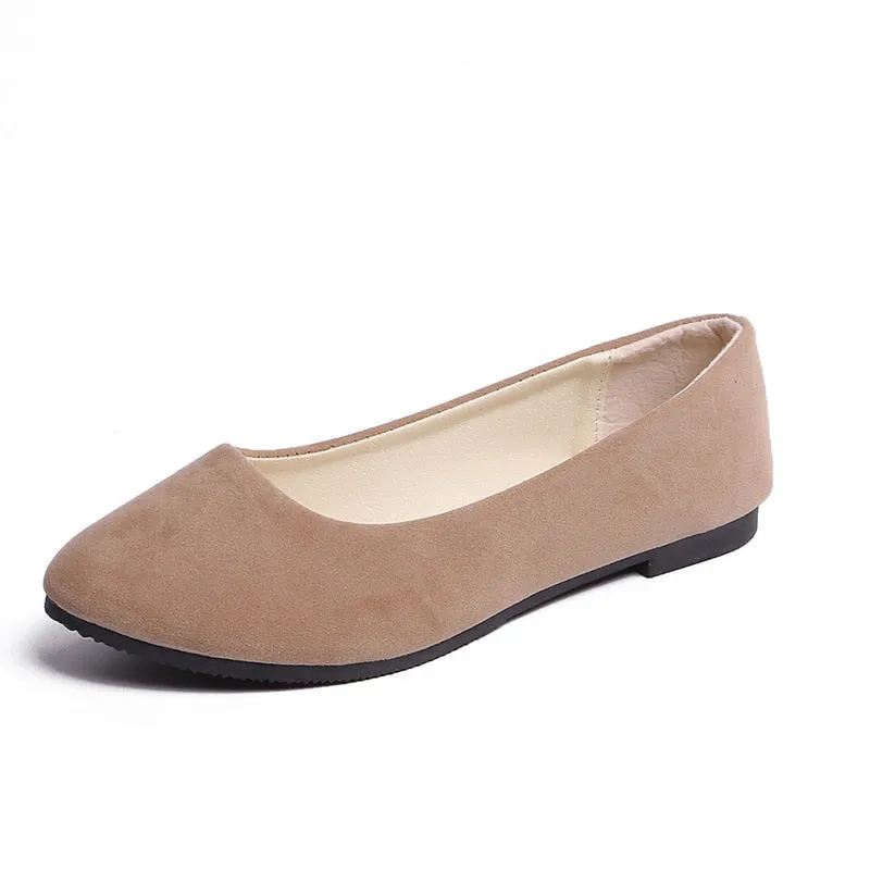 Fashionable Suede Lady's Flats - Easy Slip-on Shoes