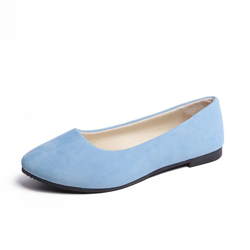 Fashionable Suede Lady's Flats - Easy Slip-on Shoes