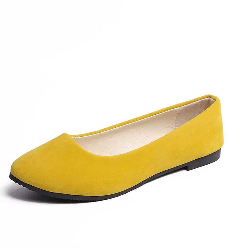 Fashionable Suede Lady's Flats - Easy Slip-on Shoes