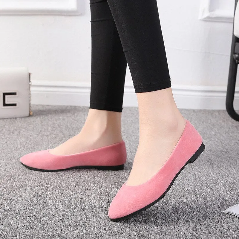Fashionable Suede Lady's Flats - Easy Slip-on Shoes