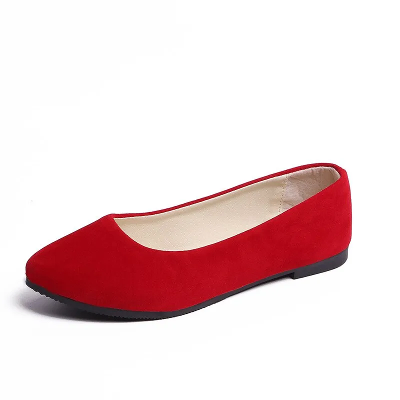Fashionable Suede Lady's Flats - Easy Slip-on Shoes