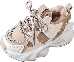 Fr Lined Winter Chunky Sneakers for Girls Kids Fashion Warm Cozy Fleece Lined Comfortable Outdoor Winter Boots