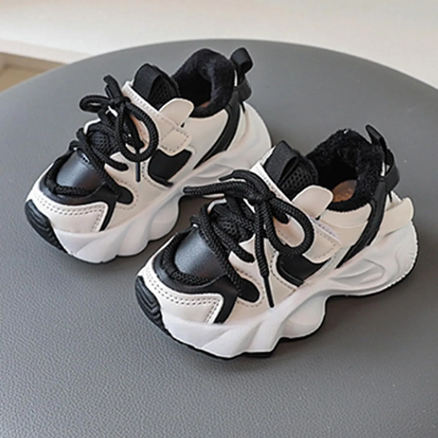 Fr Lined Winter Chunky Sneakers for Girls Kids Fashion Warm Cozy Fleece Lined Comfortable Outdoor Winter Boots