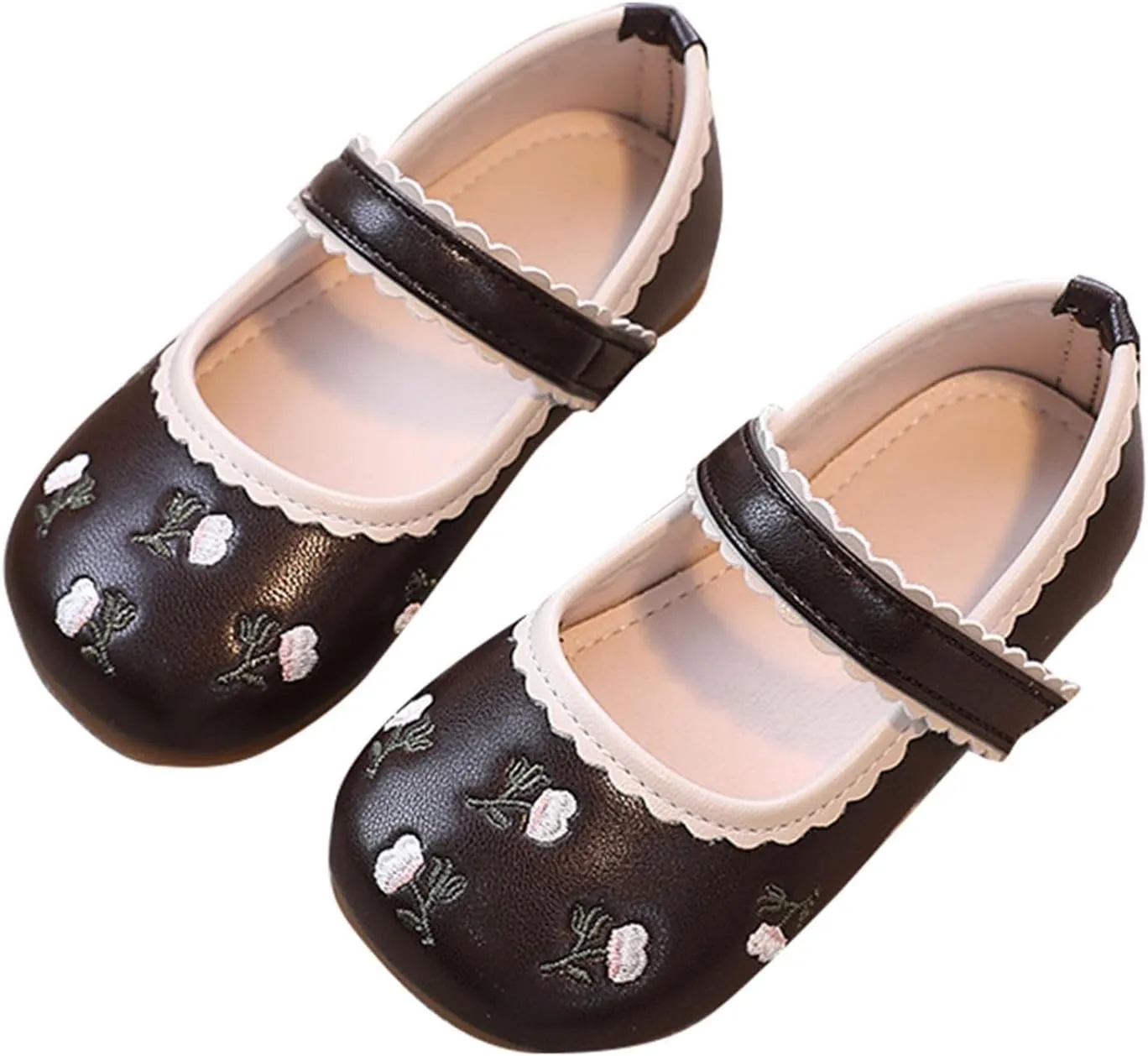 Girls Dress Shoes Flower Girl Dress Shoes Toddler Cute Floral Print Mary Jane Flats for Wedding Big Girls Dress Shoes
