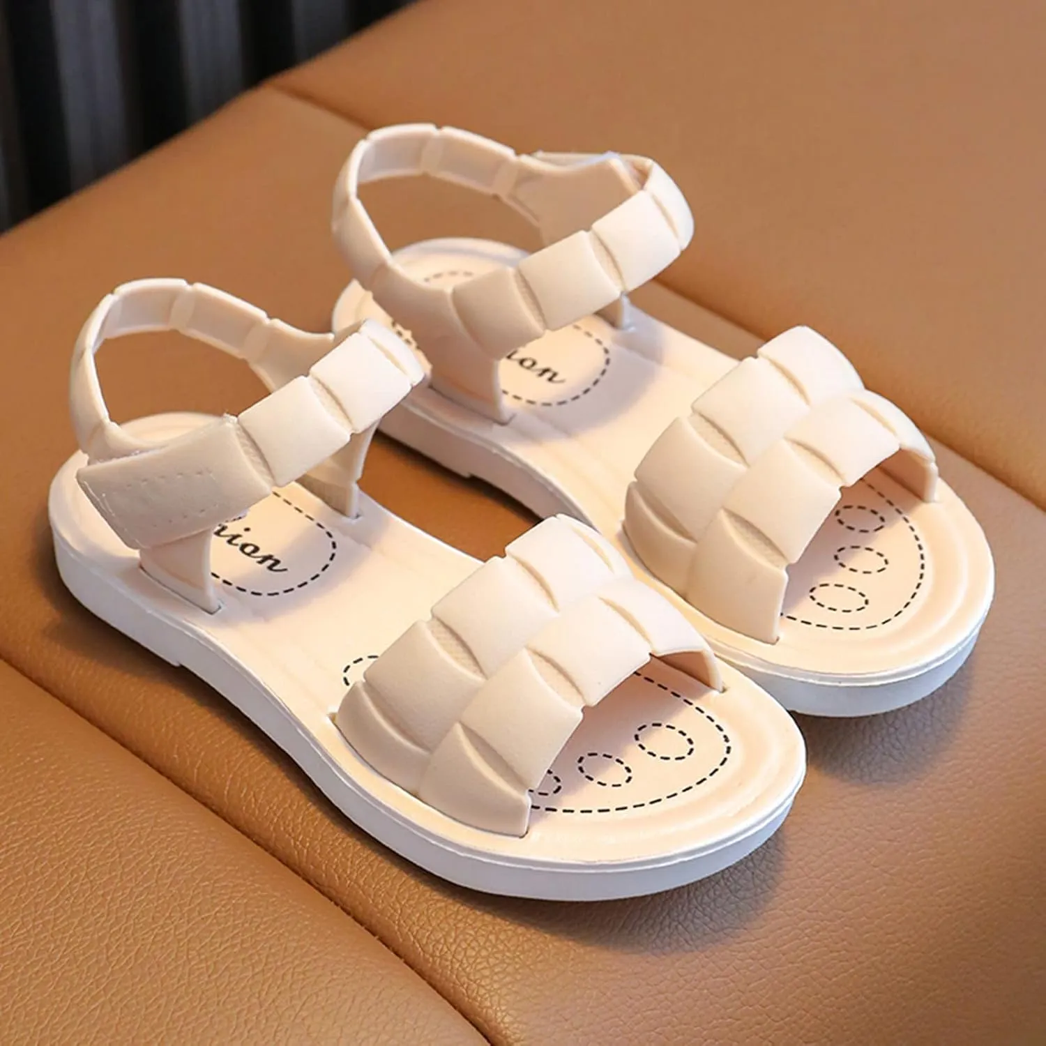 Girls Sandals Fashion Girl Dress Shoes Open Toe Lightweight Beach Holiday Sandals for Toddler/Little Kid/Big Kid (White, 3-3.5 Years Toddler)