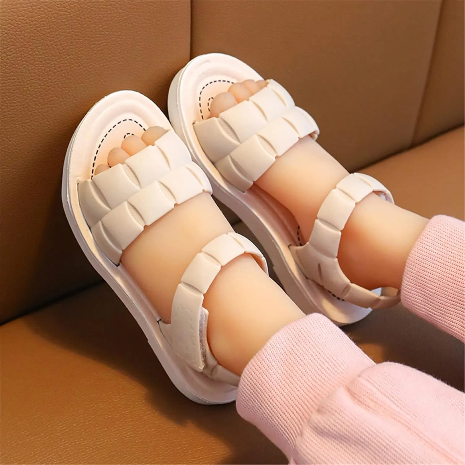 Girls Sandals Fashion Girl Dress Shoes Open Toe Lightweight Beach Holiday Sandals for Toddler/Little Kid/Big Kid (White, 3-3.5 Years Toddler)