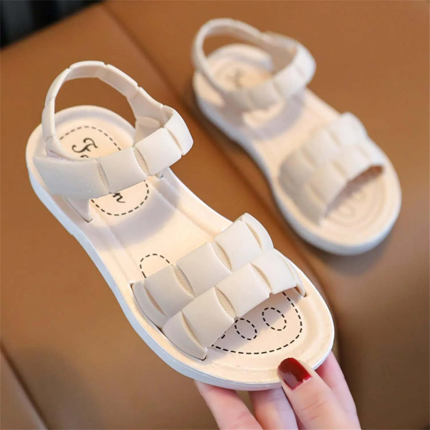 Girls Sandals Fashion Girl Dress Shoes Open Toe Lightweight Beach Holiday Sandals for Toddler/Little Kid/Big Kid (White, 3-3.5 Years Toddler)