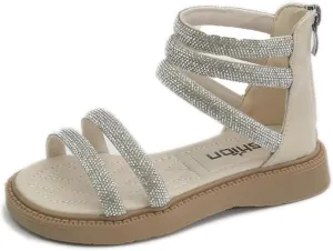 Girls Sandals Summer New Children Dress Shoes Casual Shoes Girls Soft Bottom Open Toe Sandals Sandals for Girls Size 4 (Beige, 3.5-4 Years)