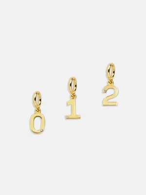 Gold Number Cluster Charm - 0