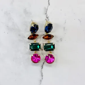 Haddie Mixed Dangle Earrings Magenta Multicolor by Ink & Alloy