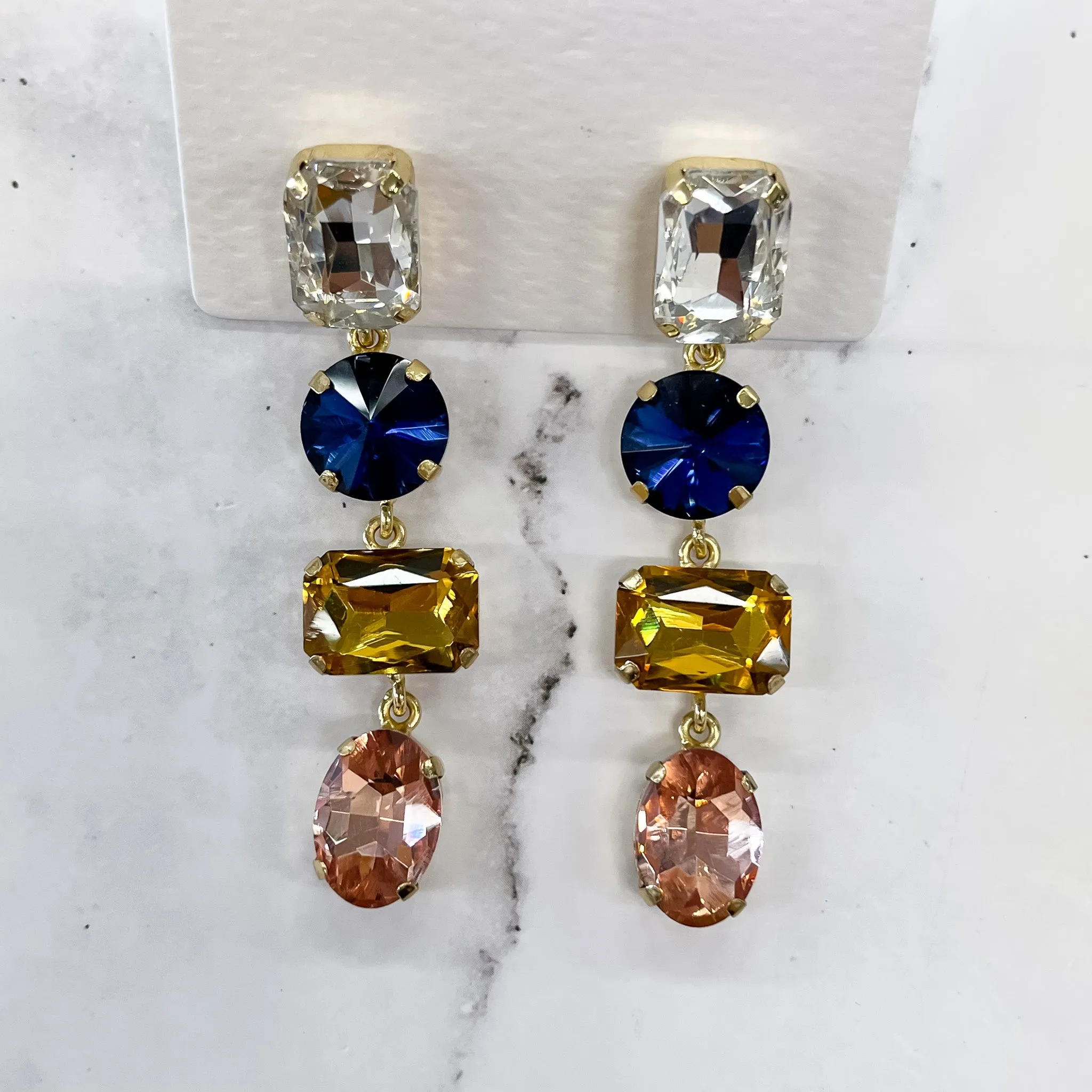 Haddie Mixed Dangle Earrings Yellow Multicolor by Ink & Alloy