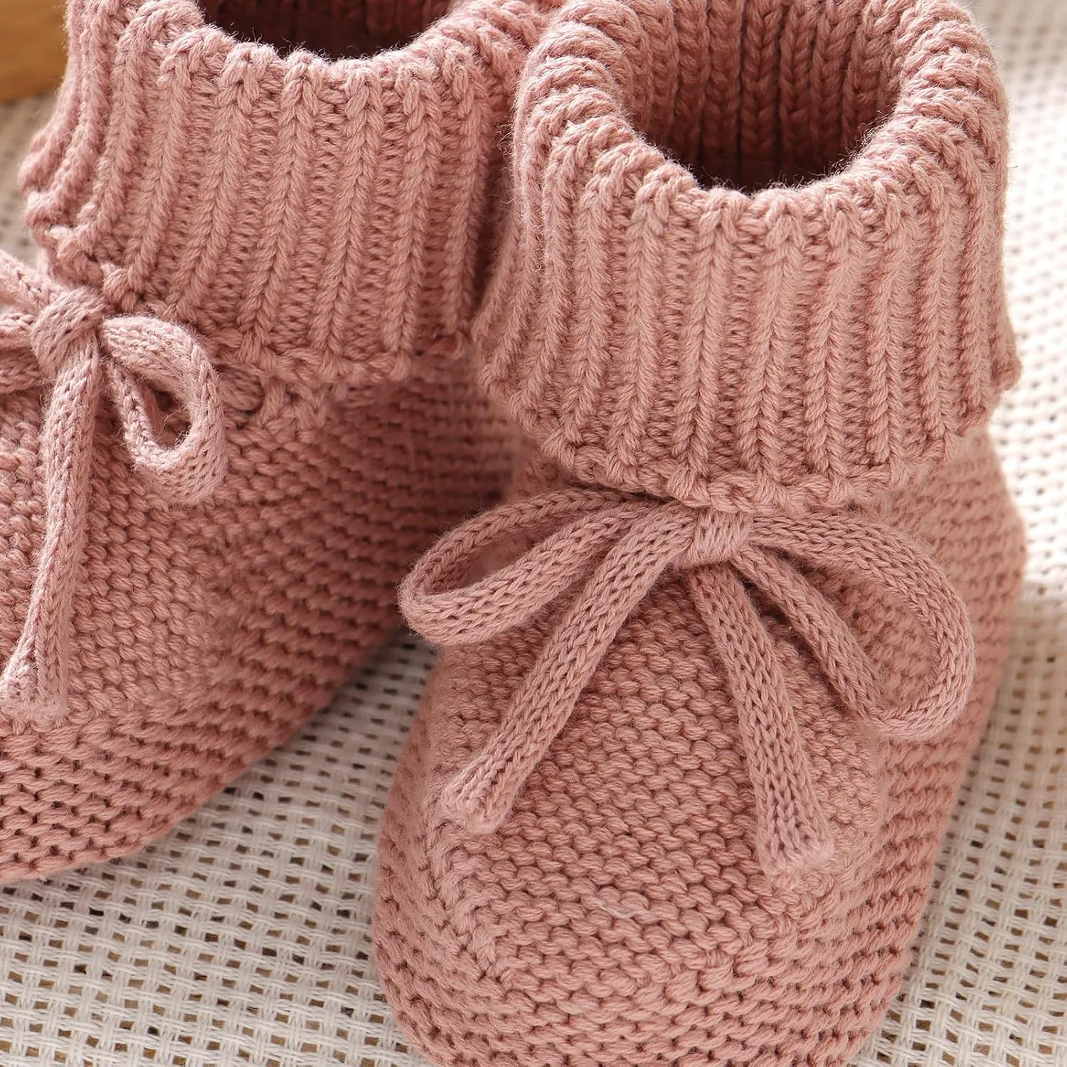 Hadetoto Baby Booties Newborn First Walkers Cozy Shoes Warm Knit Soft Booties for Toddler Infant Boy Girl