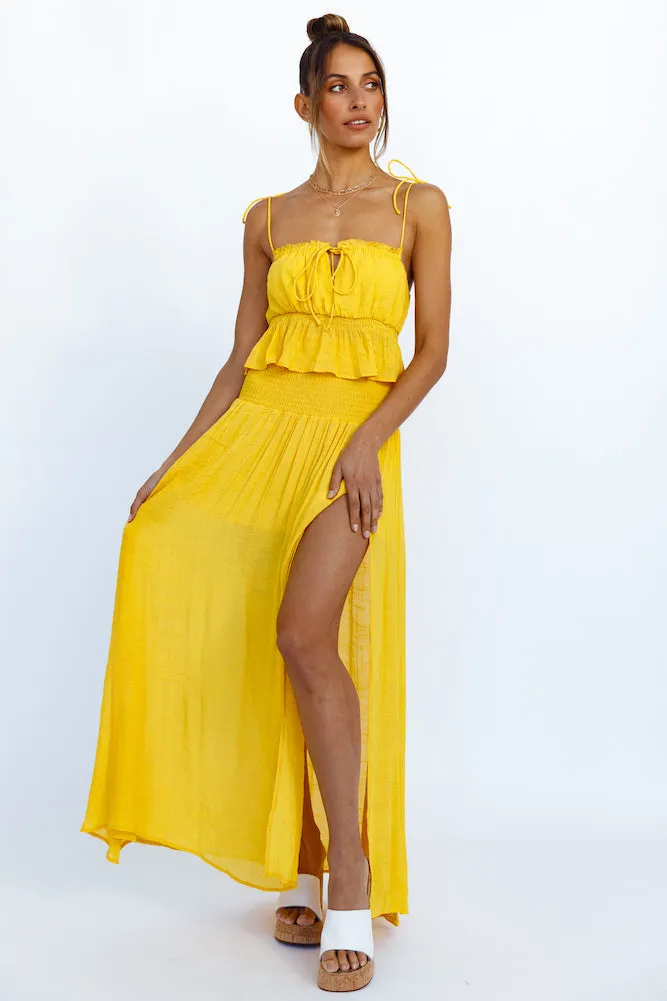HELLO MOLLY Stay Fun Crop Top Mustard