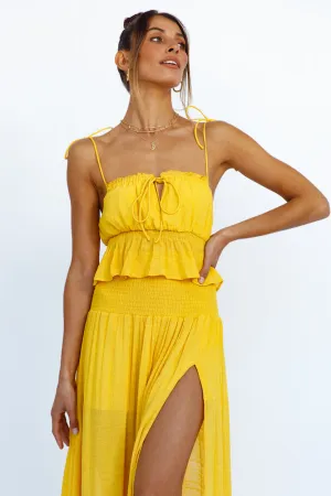 HELLO MOLLY Stay Fun Crop Top Mustard