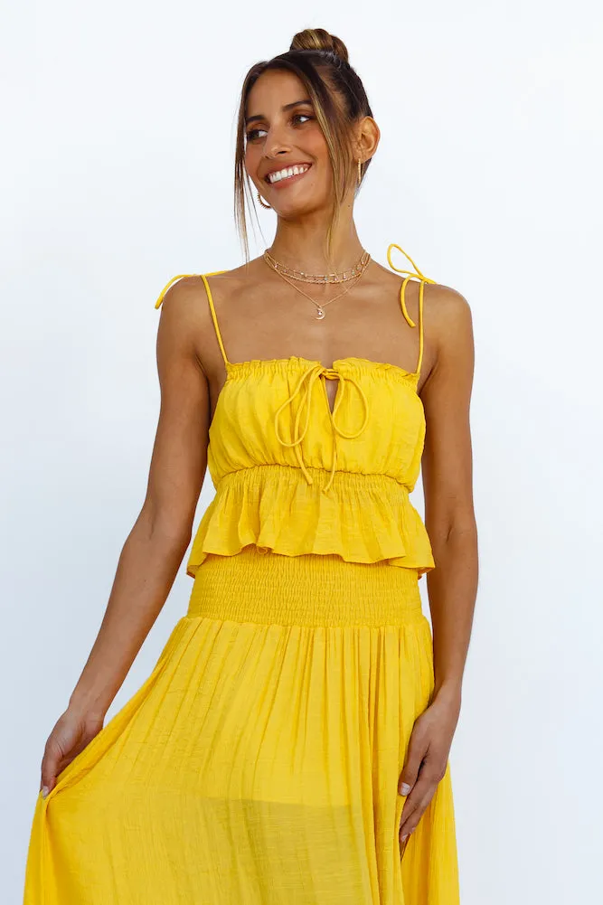 HELLO MOLLY Stay Fun Crop Top Mustard