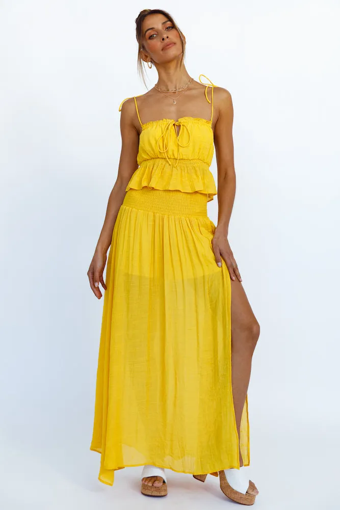 HELLO MOLLY Stay Fun Crop Top Mustard