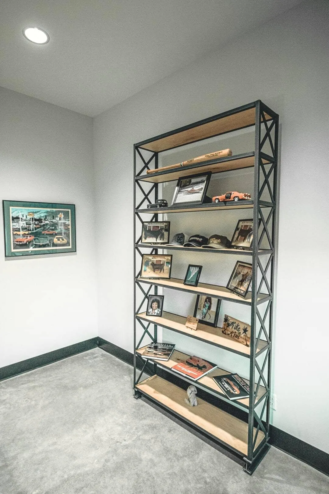 Helvetica Modern Industrial Bookcase - Steel Shelving Unit - Wood Shelves