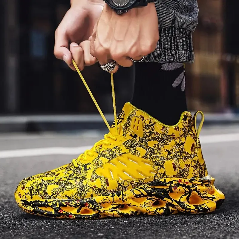 High Top Lightweight Running Shoes Men Sports Shoes Men Sneakers Men's Shoes Sport Yellow Training Gym