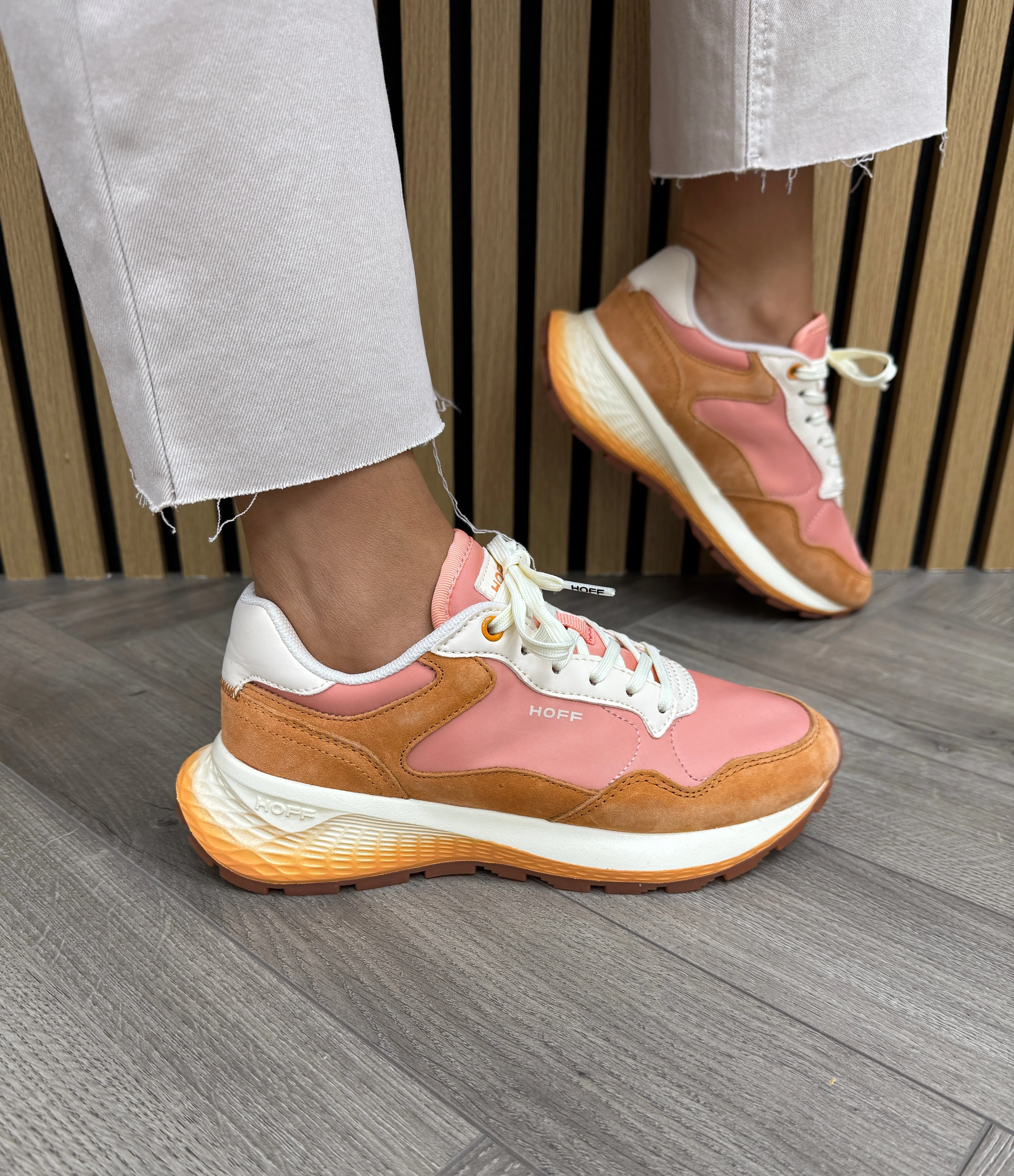 Hoff ‘Paris’ Lace Up Trainer With Suede Inserts 12535005 - Coral (H6)