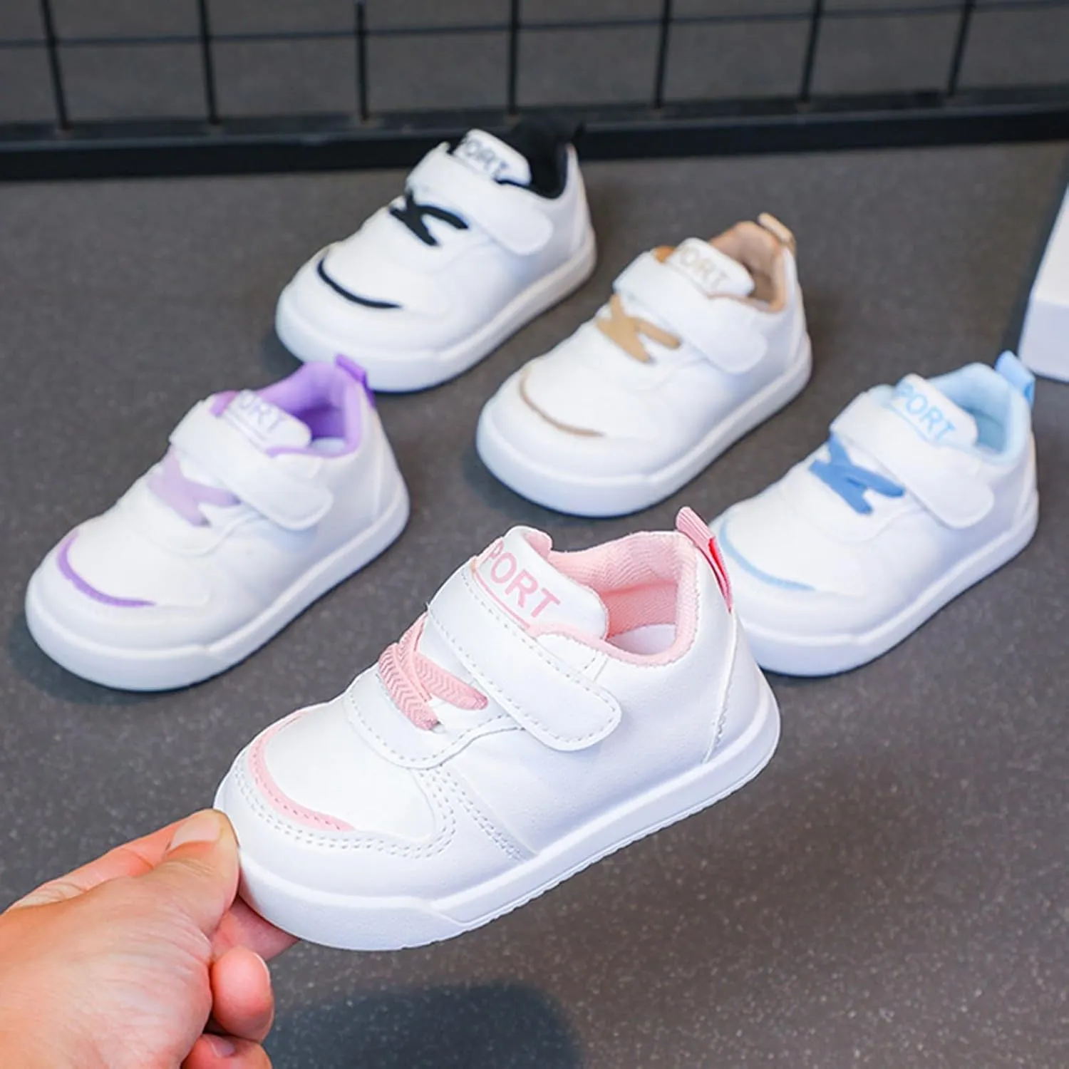 Infant Kids Sneakers School Running Loafers Lo Top Walking Tennis Casual Shoes Strap Athletic Sneakers for Children