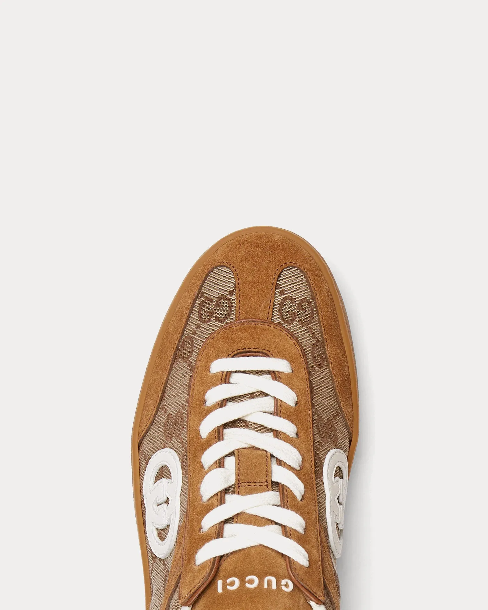 Interlocking G Suede with GG Canvas Brown Low Top Sneakers