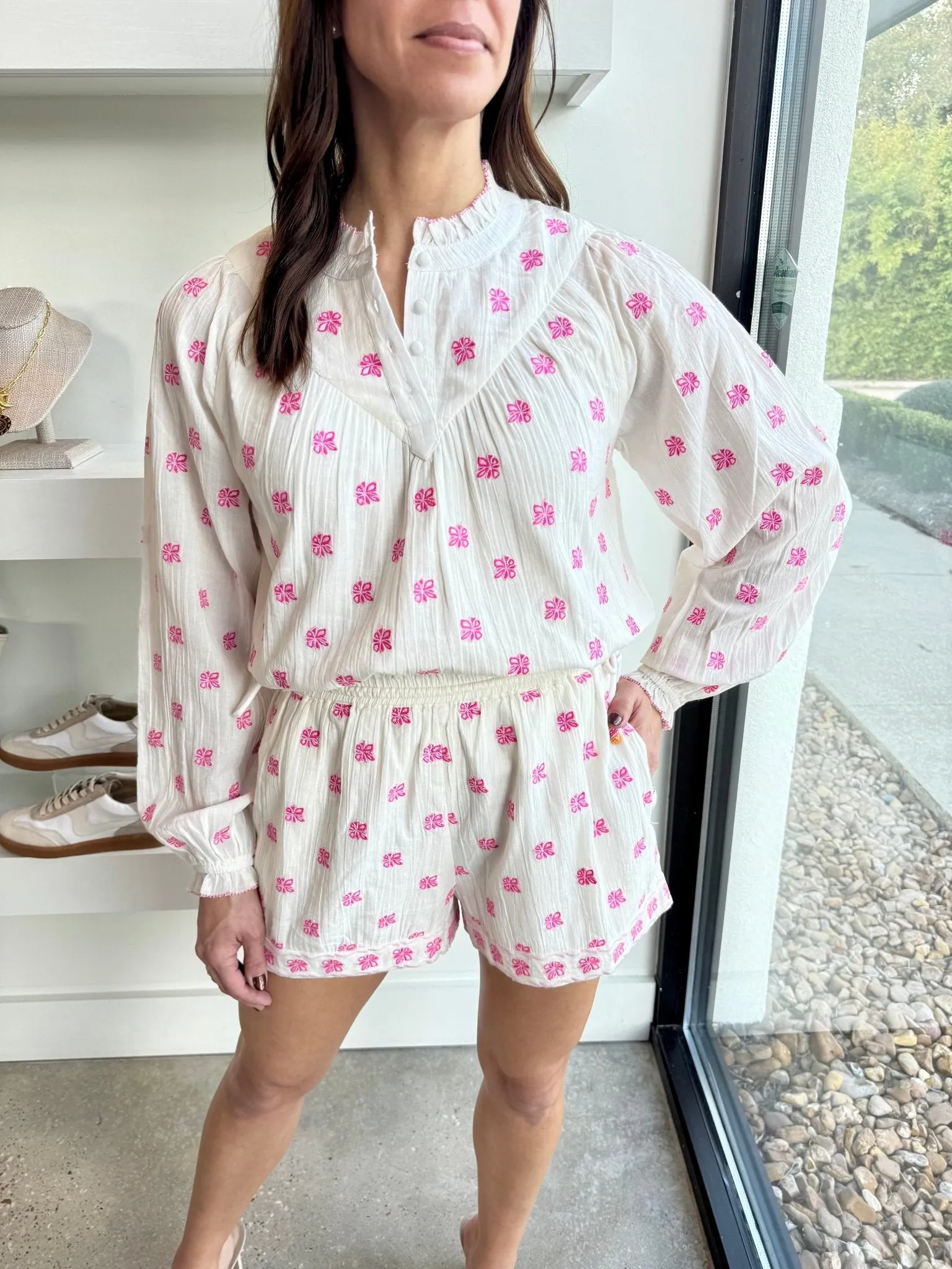 Ivory/Pink Prescott Shorts
