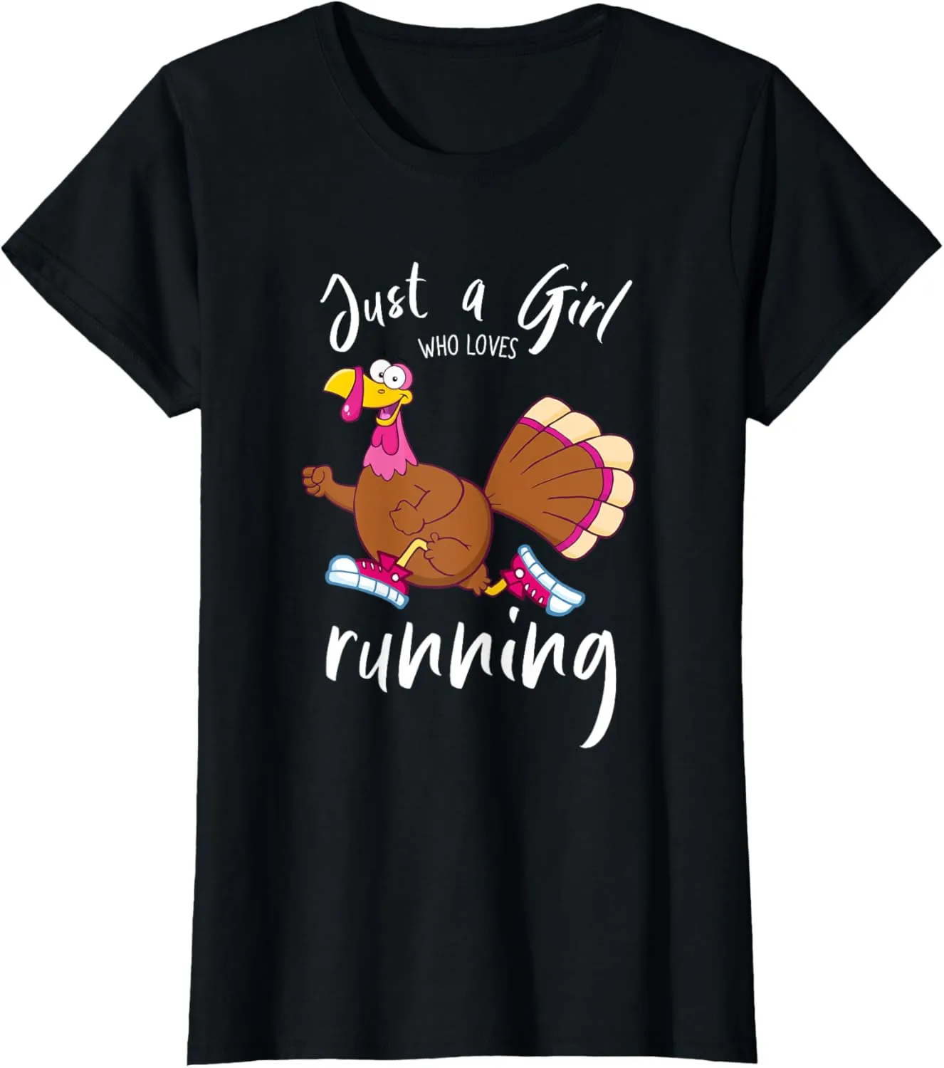 Just a Girl Who Loves Running Cute Thanksgiving Turkey Trot T-Shirt