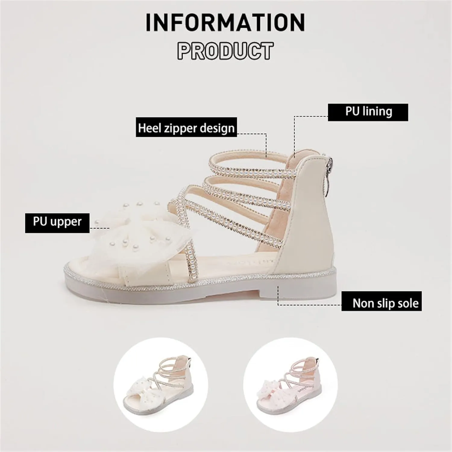 Kids Baby Girls Sandals Fashion Bow Roman Sandals Dress Princess Shoes Little Child/Big Kids Size 3 Girls Shoes