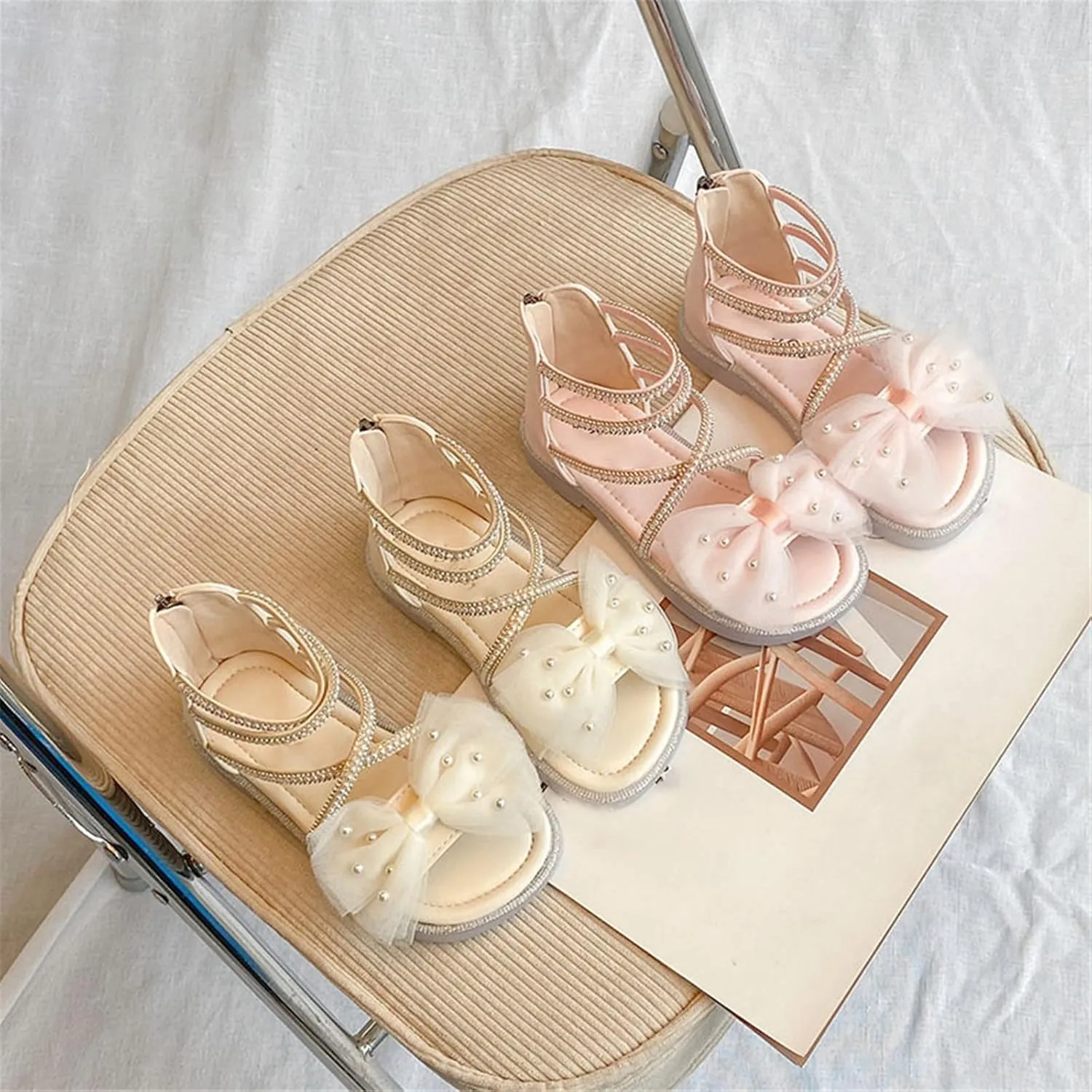 Kids Baby Girls Sandals Fashion Bow Roman Sandals Dress Princess Shoes Little Child/Big Kids Size 3 Girls Shoes
