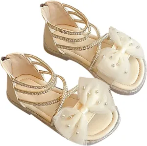 Kids Baby Girls Sandals Fashion Bow Roman Sandals Dress Princess Shoes Little Child/Big Kids Size 3 Girls Shoes