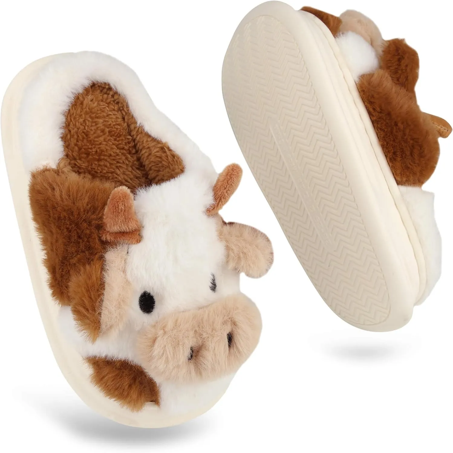 Kids Cow Slippers - Toddler Slippers for Boys & Girls, Cute Animal Design, Indoor/Outdoor Plush, Warm & Fuzzy, Memory Foam Insole