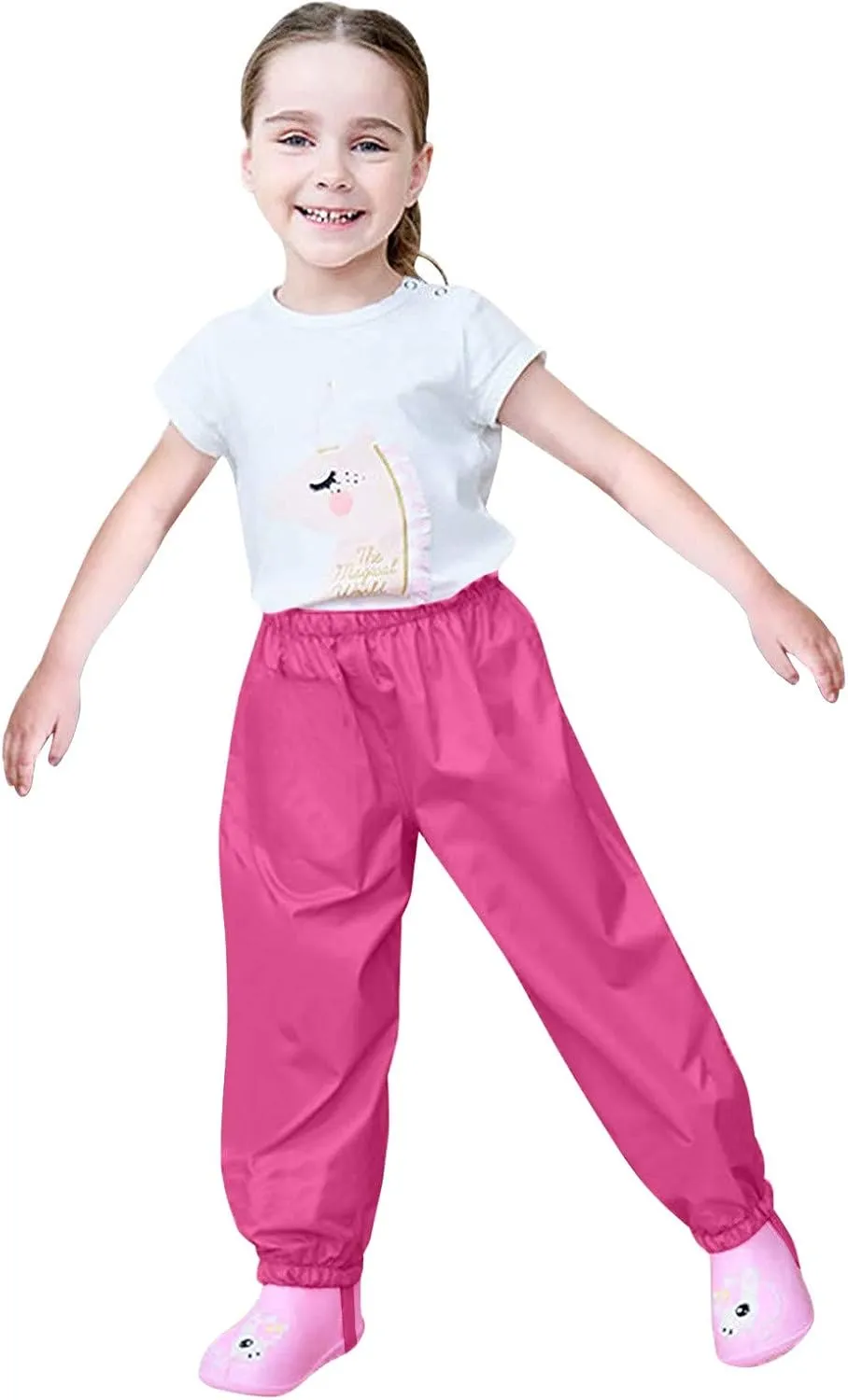 Kids Waterproof Rain Pant Outdoor Lightweight Cozy Rainwear Waterproof Rain Pants for Toddlers Kids