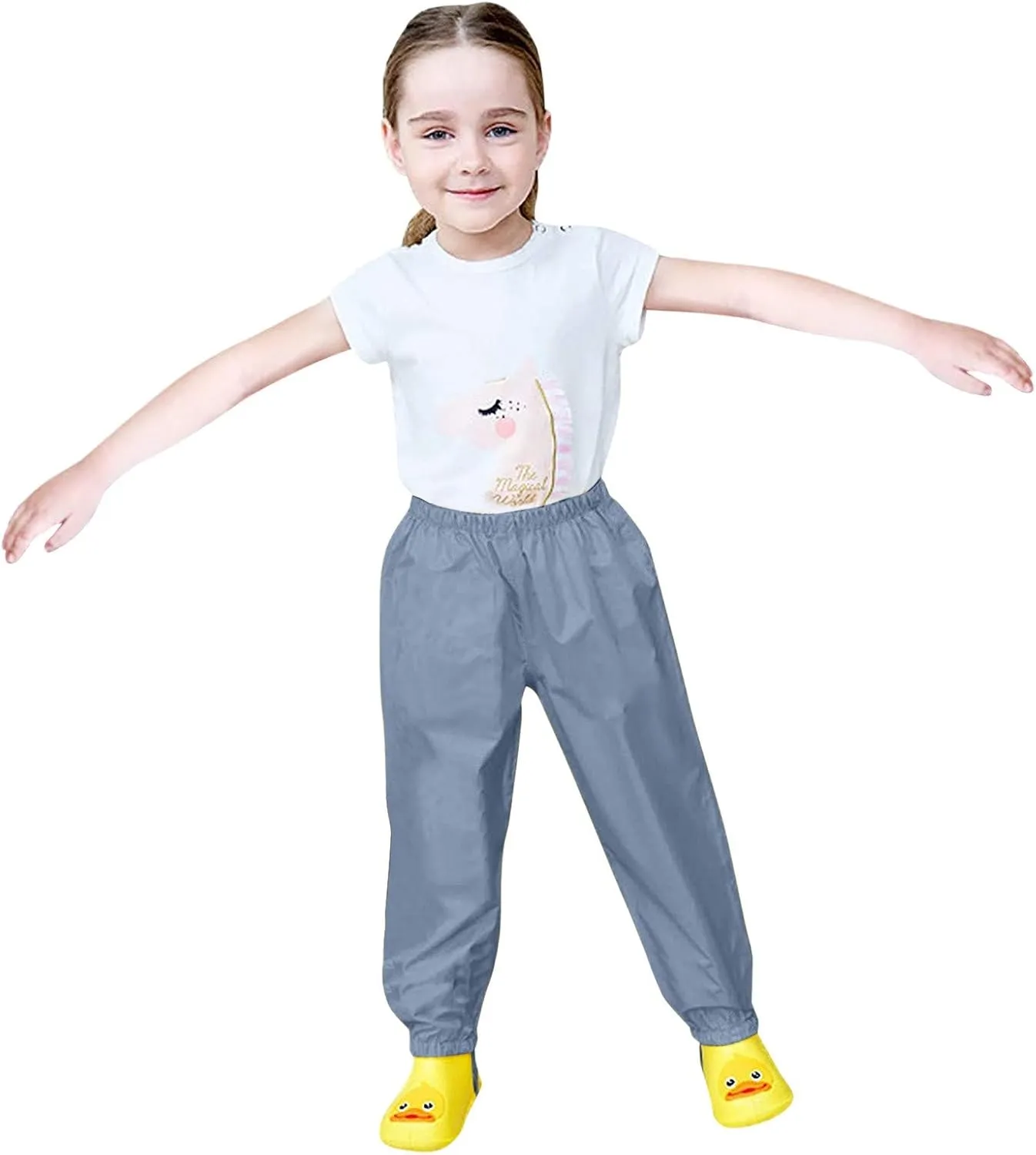 Kids Waterproof Rain Pant Outdoor Lightweight Cozy Rainwear Waterproof Rain Pants for Toddlers Kids