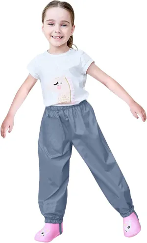 Kids Waterproof Rain Pant Outdoor Lightweight Cozy Rainwear Waterproof Rain Pants for Toddlers Kids