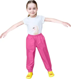 Kids Waterproof Rain Pant Outdoor Lightweight Cozy Rainwear Waterproof Rain Pants for Toddlers Kids