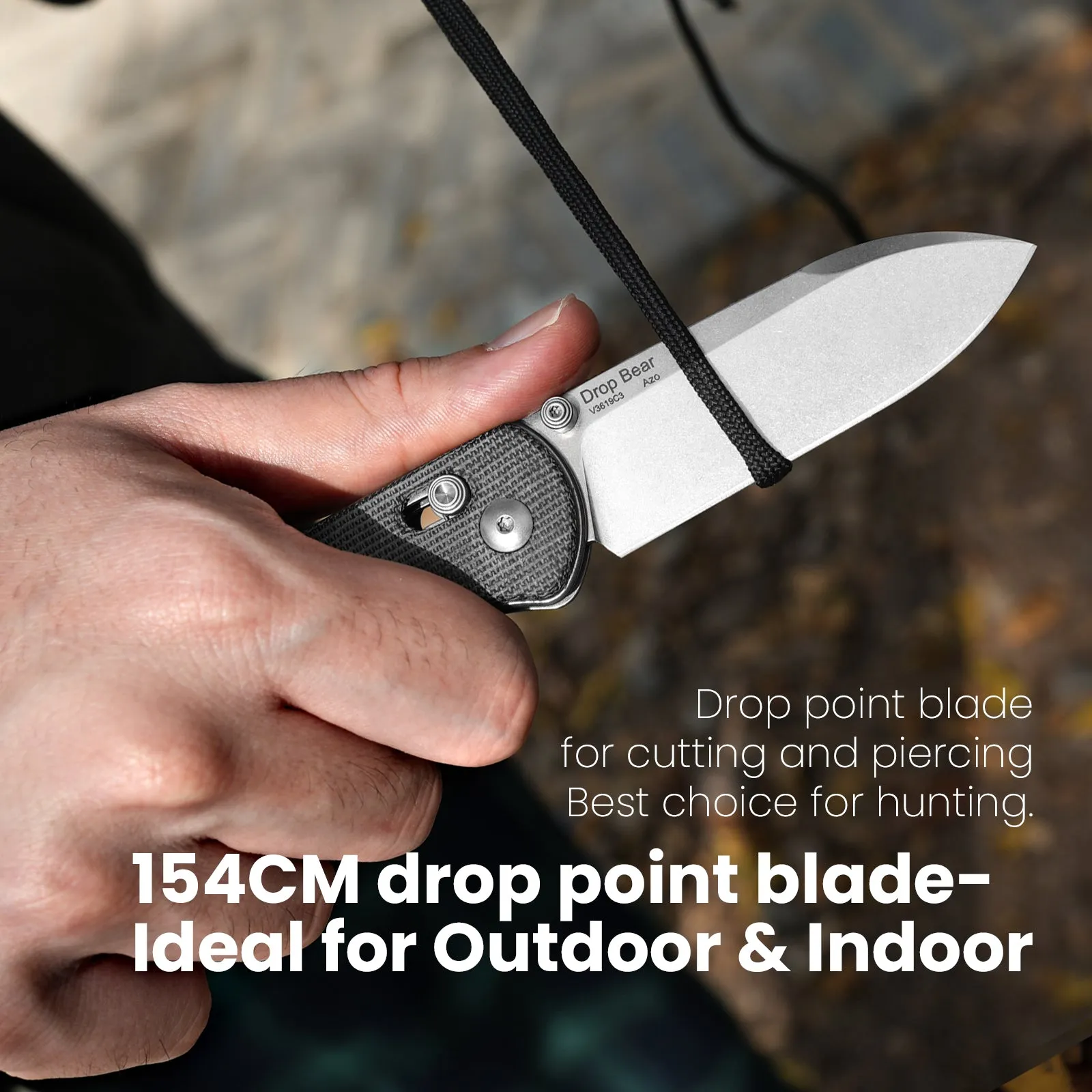 Kizer Drop Bear 154CM Blade Micarta Handle V3619C3 (2.99 Stonewashed)
