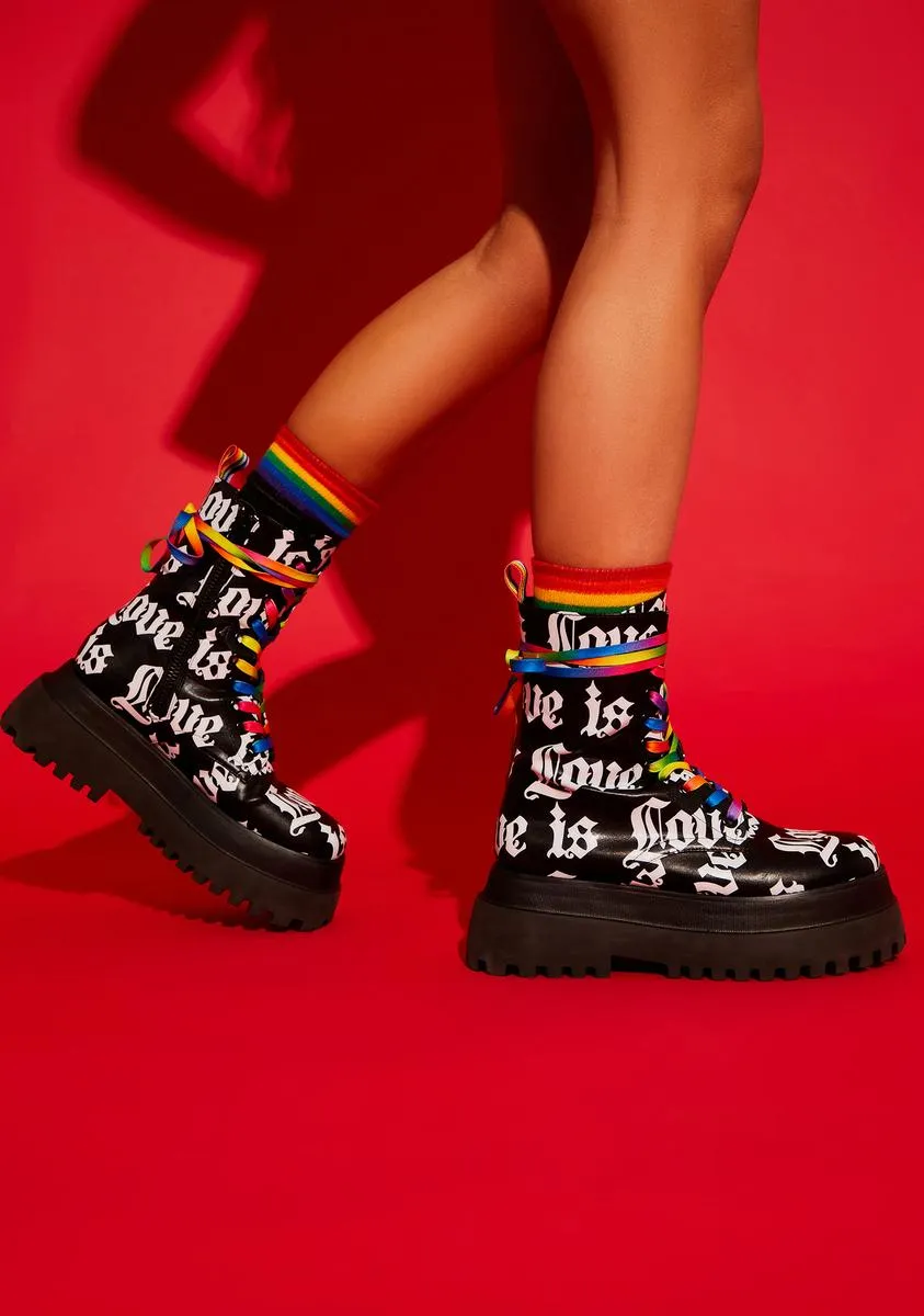 Love Is Love Combat Boots