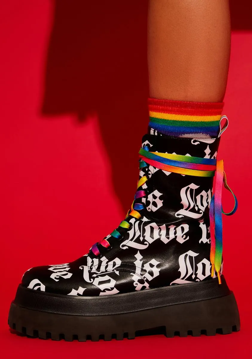 Love Is Love Combat Boots