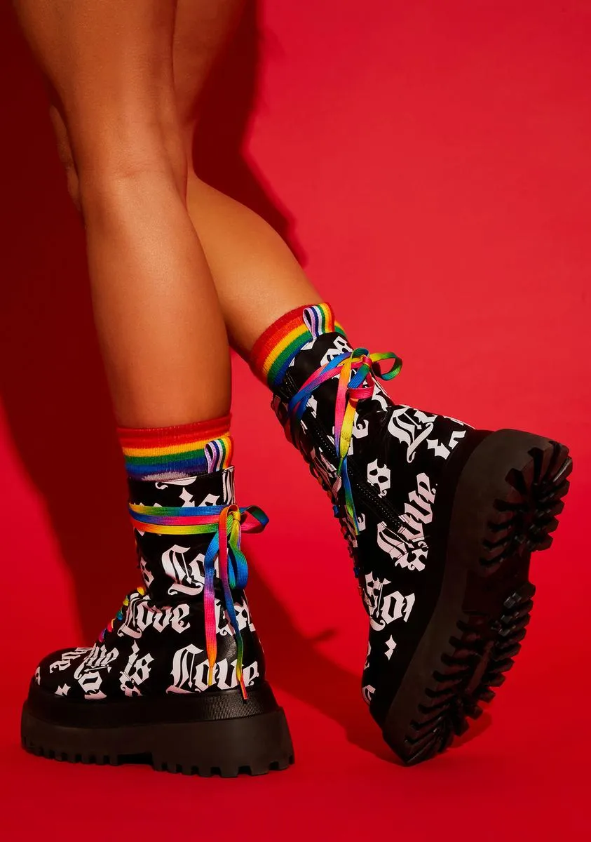Love Is Love Combat Boots