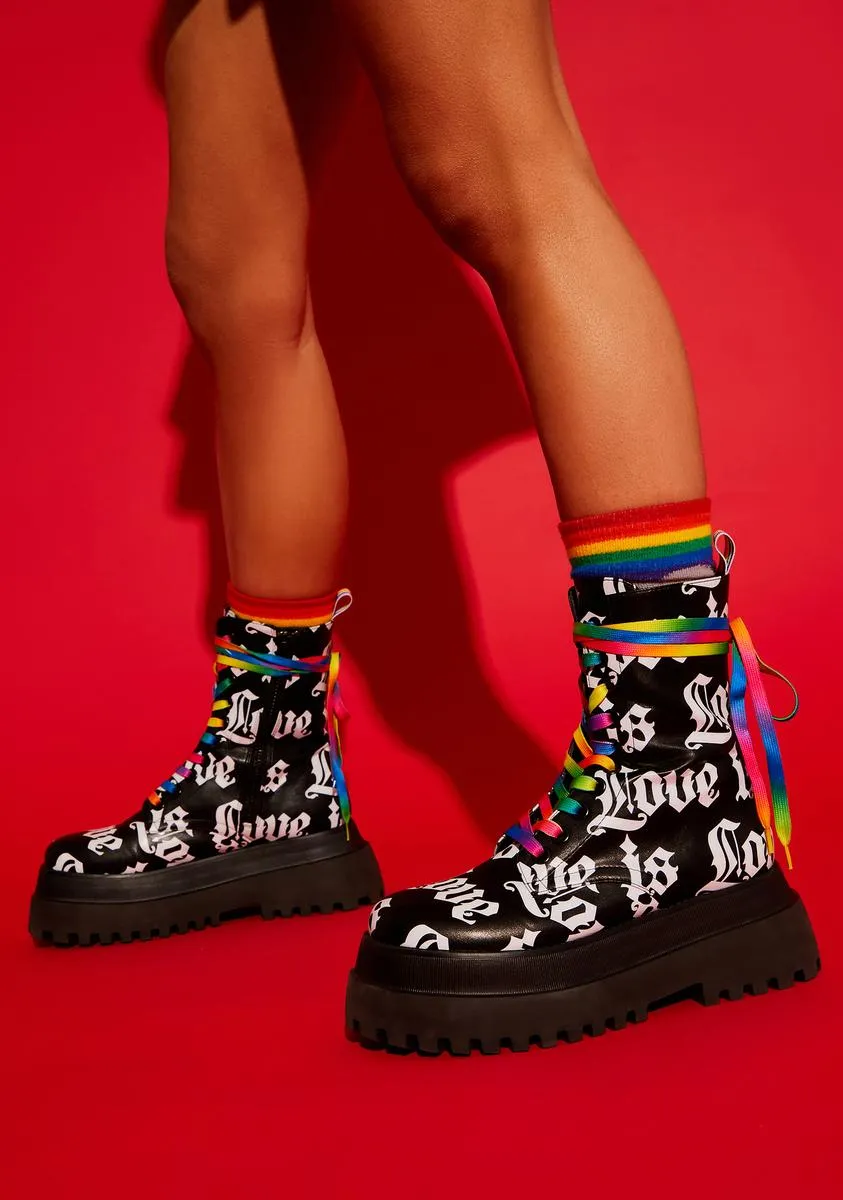 Love Is Love Combat Boots