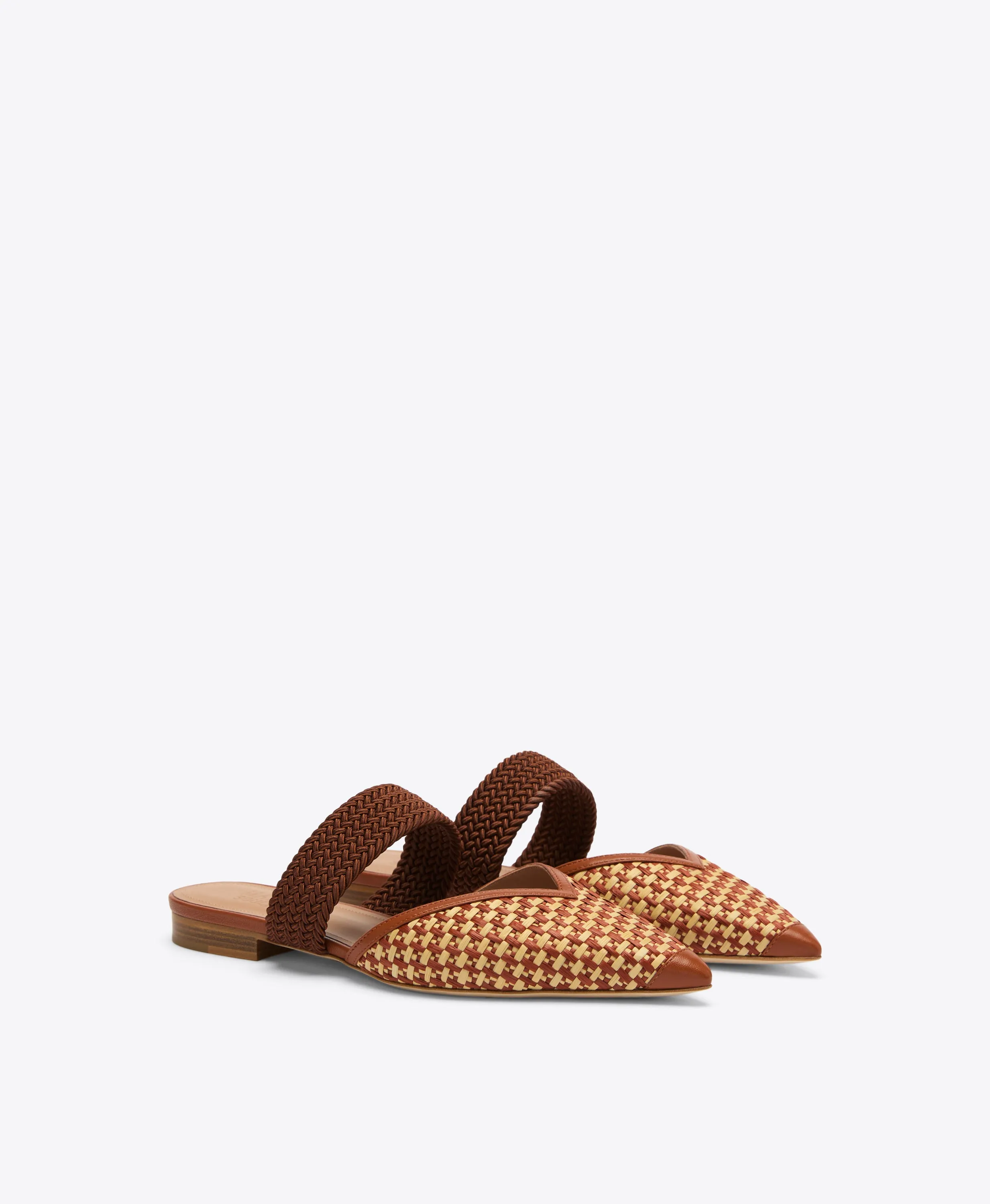 Manu Tan Raffia Flat Mules