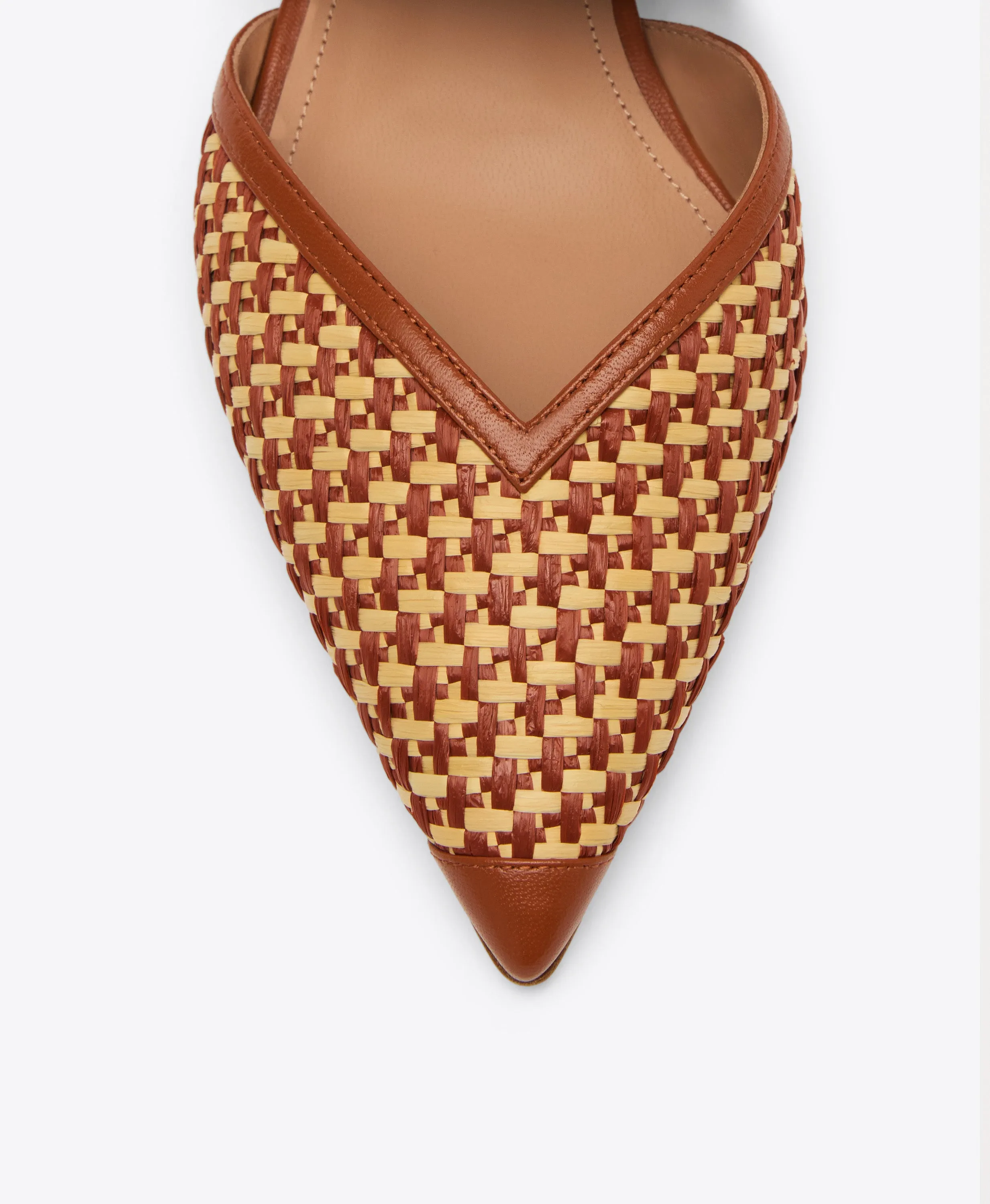 Manu Tan Raffia Flat Mules
